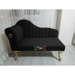 AldaGelsin Yeni Model Ultra Lüks Alda Çizgili Josefin Bench Puf Berjer 120 cm - 301 - Siyah - 120 x 50 cm