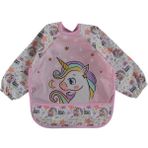 Aldemir Store Unicorn Sevimli At Desen Kollu Cepli Bebek Mama Önlüğü - Standart - Beyaz