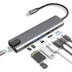 Aldım Geldi 8 In 1 Ethernet Sd USB Type C Hub HDMI Girişli Macbook Çevirici