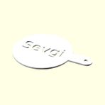 Aldım Geldi Sevgi İsme Özel Tasarım Kahve Köpük Tasarımı İçin Organik Plastik 3D Baskı Şablon
