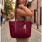 Aldorya Kumaş Shopper Omuz Çantası - Günlük Geniş El ve Kol Çantası - Kırmızı