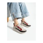 ALEMDAR AYAKKABI LUNİA Krem-Kırmızı Anoraklı Kadın Sneakers