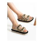 Alemdar Shoes Krem Triko Taş Detay Kadın Terlik
