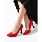 Alemdar Shoes Motion Kırmızı Desenli Yüksek Topuklu Kadın Ayakkabı