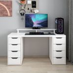 Alen 150 cm 8 Çekmeceli Çalışma & Oyuncu Masası - Beyaz - 150x60x75