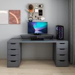 Alen 180 cm 8 Çekmeceli Geniş Çalışma & Oyuncu Masası - Antrasit - 180x60x75