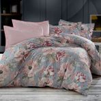 Alena Home %100 Pamuklu Desenli Çift Kişilik Nevresim Takımı 180X200 (Lastikli Çarşaflı) - Pembe - 180 x 200 cm