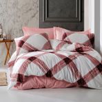Alena Home Fantasy Serisi Kareli Çift Kişilik Nevresim Takımı - Kırmızı - 240 x 260 cm