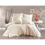 Alena Home Gold Serisi Düz Krem 180 x 200 cm Çift Kişilik Lastikli Çarşaflı Nevresim Takımı