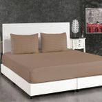 Alena Home Pamuk Saten 180X200 Çift Kişilik Çizgili Lastikli Çarşaf Seti - 180 x 200 - Kahverengi