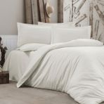 Alena Home Pamuklu Otel Serisi Çizgili Çift Kişilik Nevresim Takımı - Ekru - 240 x 260 cm
