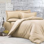Alena Home Pamuklu Otel Serisi Çizgili Çift Kişilik Nevresim Takımı (Lastikli Çarşaflı) - Krem - 180 x 200 cm