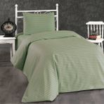 Alena Home Pamuklu Otel Serisi (Lastikli Çarşaflı) Çizgili Tek Kişilik Nevresim Takımı - Yeşil - 100 x 200 cm