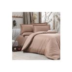 Alena Home Style Pamuklu Otel Serisi Çizgili Çift Kişilik Nevresim Takımı Sütlü Kahve 240 x 260 AlenaNM280