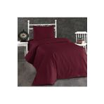 Alena Home Style Pamuklu Otel Serisi (Lastikli Çarşaflı) Çizgili Tek Kişilik Nevresim Takımı Bordo 160 x 220 AlenaNM173