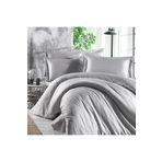 Alena Home Style%100 Pamuk Saten Çizgili Çift Kişilik Nevresim Takımı Gri 240 x 260 AlenaNM255