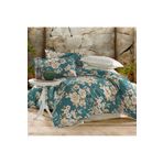 Alena Home Style%100 Pamuklu 100x200 Çiçek Desenli Tek Kişilik Nevresim Takımı (Lastikli Çarşaflı) yeşil 100 x 200 AlenaNM55