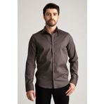 alenmeza Erkek Antrasit Gri %100 Pamuk Saten Non-ıron Ütü Istemeyen Casual Cepsiz Modern Fit Gömlek