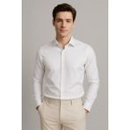 Alenmeza Erkek Beyaz Su ve Leke Itici Nanocare Pamuk Saten Ütü Istemeyen Slim Fit Casual Gömlek - 4XL