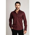 alenmeza Erkek Bordo %100 Pamuk Saten Non-ıron Ütü Istemeyen Casual Cepsiz Modern Fit Gömlek