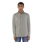 Alenmeza Erkek Gri Keten Modern Fit Cepsiz Gömlek