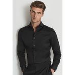 alenmeza Erkek Siyah %100 Pamuk Saten Non-ıron Ütü Istemeyen Casual Cepsiz Modern Fit Gömlek