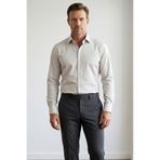 alenmeza Erkek Taş Rengi Su ve Leke İtici Nanocare Pamuk Saten Ütü İstemeyen Slim Fit Casual Gömlek