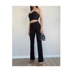 alenmoda Kadın Çizgili Straplez Büstiyer Ve Pantalon Alt Üst Takım