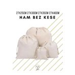ALERSS 27x25 27x30 27x35 27x40 Cm 4'lü Hambez Kese - Gıda Saklama Torbası Bakliyat Kesesi, Ham Bez Kese