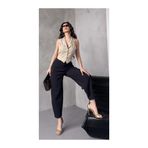 Ales Moda Krep Kumaş Likralı Kemersiz Balon Pantalon