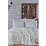 Alessa Çift Kişilik Pike Takımı %100 Organik Pamuk Jakarlı Krem 220x240 Cm