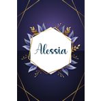 Alessia: Taccuino personalizzato con il nome Alessia | Regalo di compleanno per moglie, mamma, sorella, figlia ... | Foglie blu | 110 pagine a righe, Piccolo formato 6x9 pollici (15,24 x 22,86 cm)