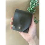 Alesta Leather Atelier (Isim Yazıyoruz) El Yapımı Deri Modern Erkek Cüzdanı Kartlık - Haki