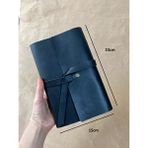 Alesta Leather Atelier (İsim Yazıyoruz) El Yapımı Hakiki Deri Koruyucu Kitap / Defter / Ajanda Kılıfı - Siyah - A5