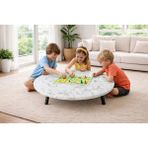 Alesta Life 100 cm Beyaz Katlanabilir Metal Ayaklı Yer Sofrası | Hamur Açma Tahtası | Oyun Masası - 21 cm Yükseklik - Beyaz Mermer - 100x100