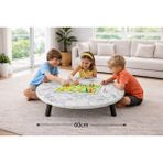 Alesta Life 60 cm Beyaz Katlanabilir Metal Ayaklı Yer Sofrası | Hamur Açma Tahtası | Oyun Masası - 21 cm Yükseklik - Beyaz Mermer - 60x60