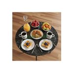 Alesta Life 70 Cm Çap - Siyah Desenli Katlanabilir Yer Sofrası Hamur Açma Tahtası Oyun Masası - 21 Cm Yükseklik
