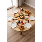 Alesta Life 90 Cm Çap - Ahşap Kaplama Katlanabilir Yer Sofrası - Oyun Masası - 21 Cm Yükseklik