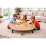 Alesta Life 90 Cm Çap - Ahşap Renk Katlanabilir Yer Sofrası Hamur Açma Tahtası Oyun Masası - 21 Cm Yükseklik - 21 x 88 cm