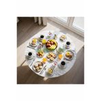 Alesta Life 90 Cm Çap - Beyaz Desenli Katlanabilir Yer Sofrası - Oyun Masası - 21 Cm Yükseklik