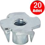 Alet Çantam M6 Ağaç Somunu 6 mm Tırnaklı Ahşap Çakma Somun -20 Adet - Açık Gri