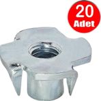 Alet Çantam M6 Ağaç Somunu 6mm Tırnaklı Ahşap Çakma Somun -20 Adet