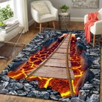 Alev, ahşap, köprü, 3D halı, oturma odası, kahve masası, halı, yatak odası, komodin, mutfak halısı, kapı halısı, 60 x 100 cm (24 x 39 inç)
