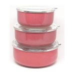 Alev Emaye Saklama Kabı 3 Lü Kırmızı 14-16-18CM