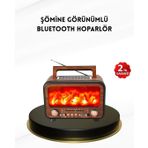 Alev Işığı Efektli Solar Bluetooth Hoparlör Radyo Destekli Taşınabilir Model
