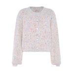 Aleva Women's Bayan Lazy Chic Örgü Ceket Yuvarlak Yaka Yün Beyazı Beden XL/XXL Hırka Süveter, wollweiss, XL