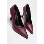 AleWomen Bordo Deri 10 cm Topuklu Ernio Stiletto Kadın Ayakkabı