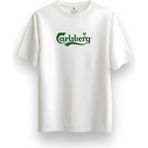 Alex Rosen Carlsberg Baskılı Beyaz Bisiklet Yaka Oversize Tişört - 01-Beyaz - M
