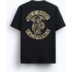 Alex Rosen Unisex Oversize Bisiklet Yaka Sons Of Anarchy Baskılı Kısa Kollu Siyah Tişört - 000-Siyah - XL