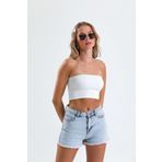 Alexa Dash Straplez Kesim Normal Kalıp Esnek Kumaş Crop Bluz